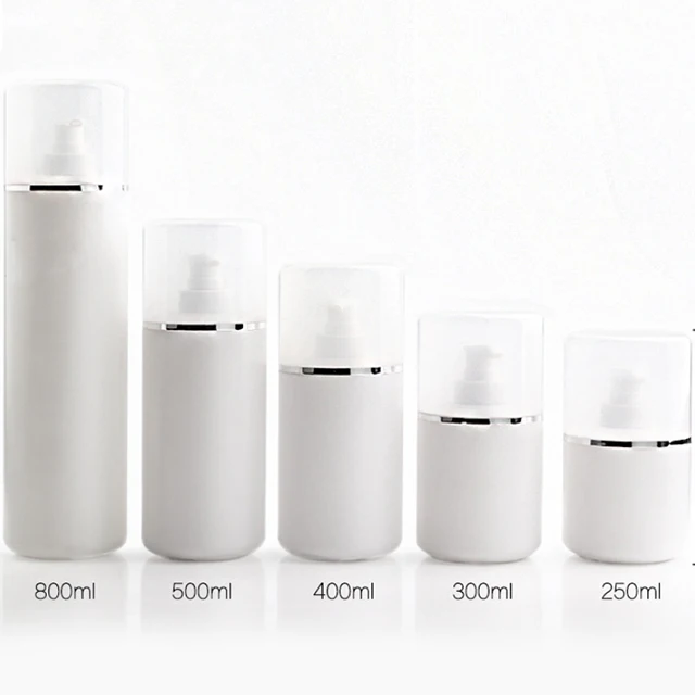 Hengjian 250ml 300ml 400ml 500ml 800ml White HDPE Plastic Haircare Package Hotel Shampoo Bottle with Transparent Cap