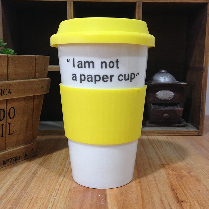 Ecofriendly Tall Double Walled White Ceramic Travel Coffee Mug No