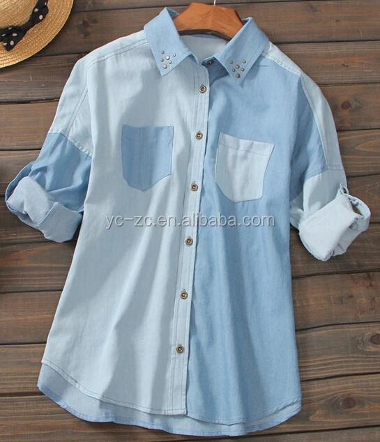 Denim Shirts Wholesale Women Jeans Shirts Chemise Femme Buy Chemise Femme Sexy Ladies Denim Shirt Light Blue Denim Shirt For Men Product On Alibaba Com