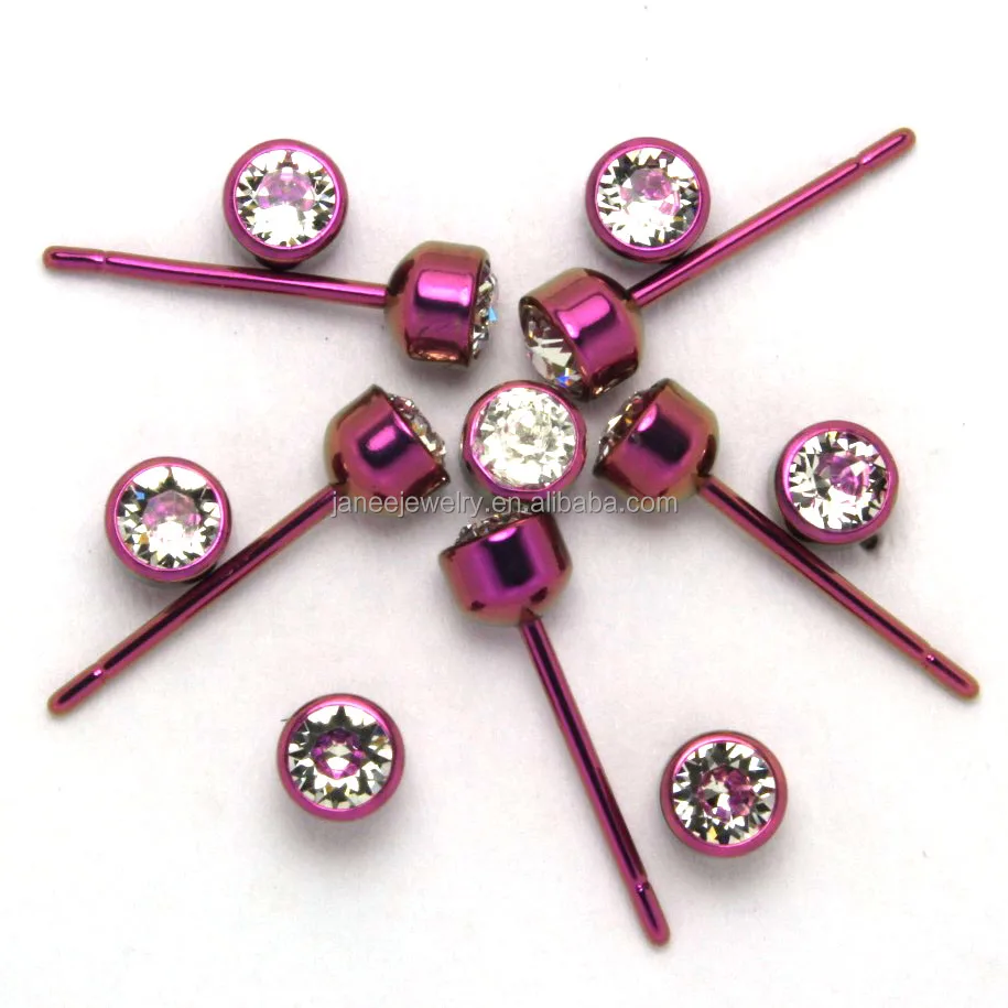 Дешевые ювелирные изделия для пирсинга тела оптом, алмазные анодированные красочные серьги из чистого титана