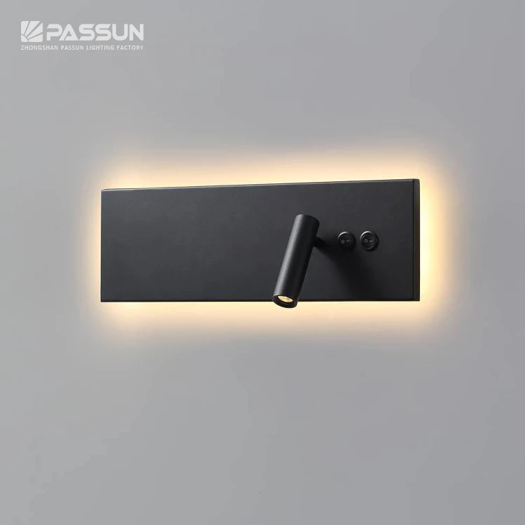 CASEWIND Modern Bedroom Black Wall Light Reading Light Flexible Arm Warm White 1W no Wiring 