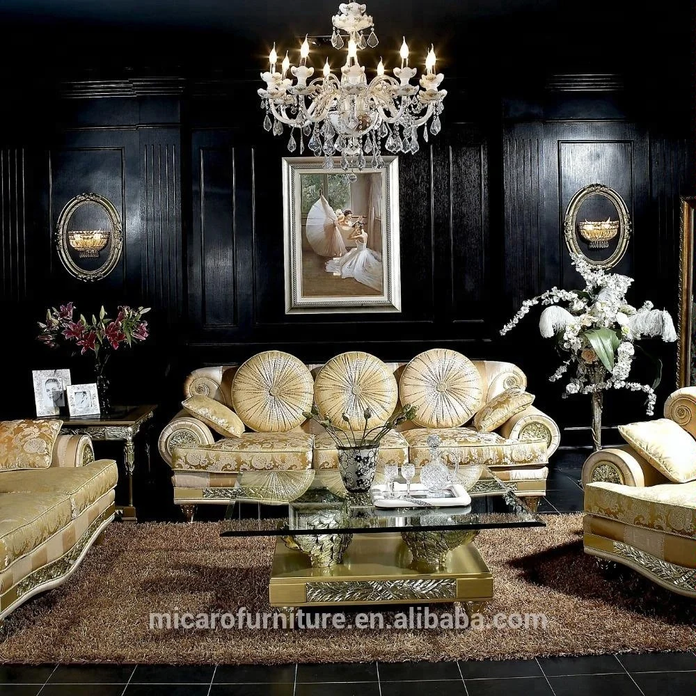Luxury European High Quality Living Room Furniture Fabric Classic Sofa Set