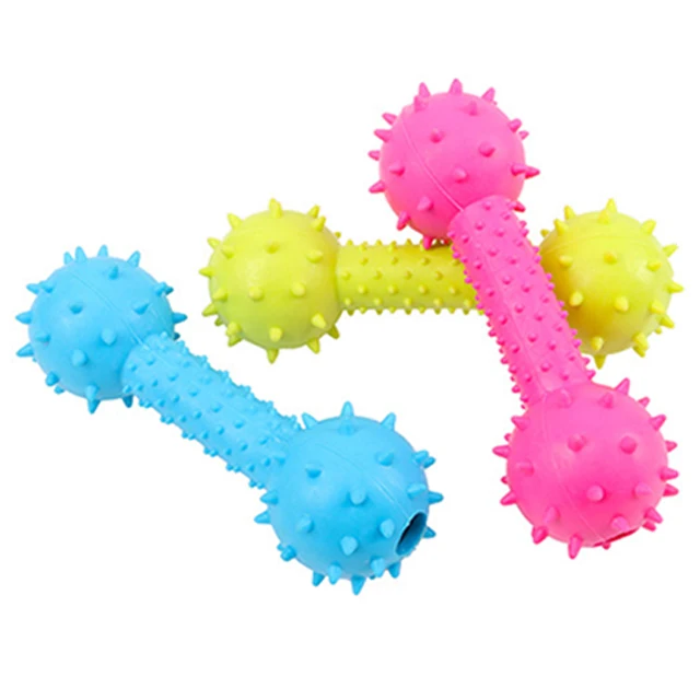 rubber barbell dog toy