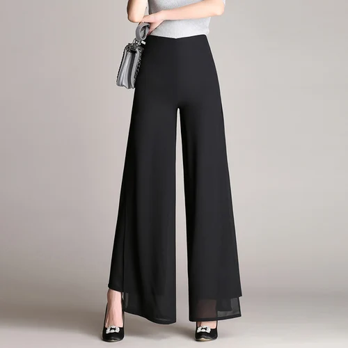 Ap71-pantalones Largos De Gasa De Doble Capa Para Verano,Pantalón Holgado  Informal Para Fiesta En La Playa,Estilo Coreano - Buy Gasa Doble Capa  Pantalones,Las Mujeres Negro Pantalones,Formal De Las Mujeres Pantalón  Product on