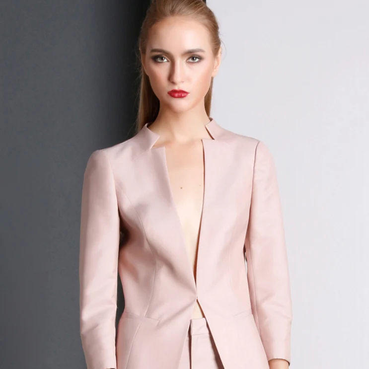 Wholesale Supply Casual Pink Sexy Womens Pant Suits with Customized Logo  Wool/Polyester Anti-Wrinkle & Breathable