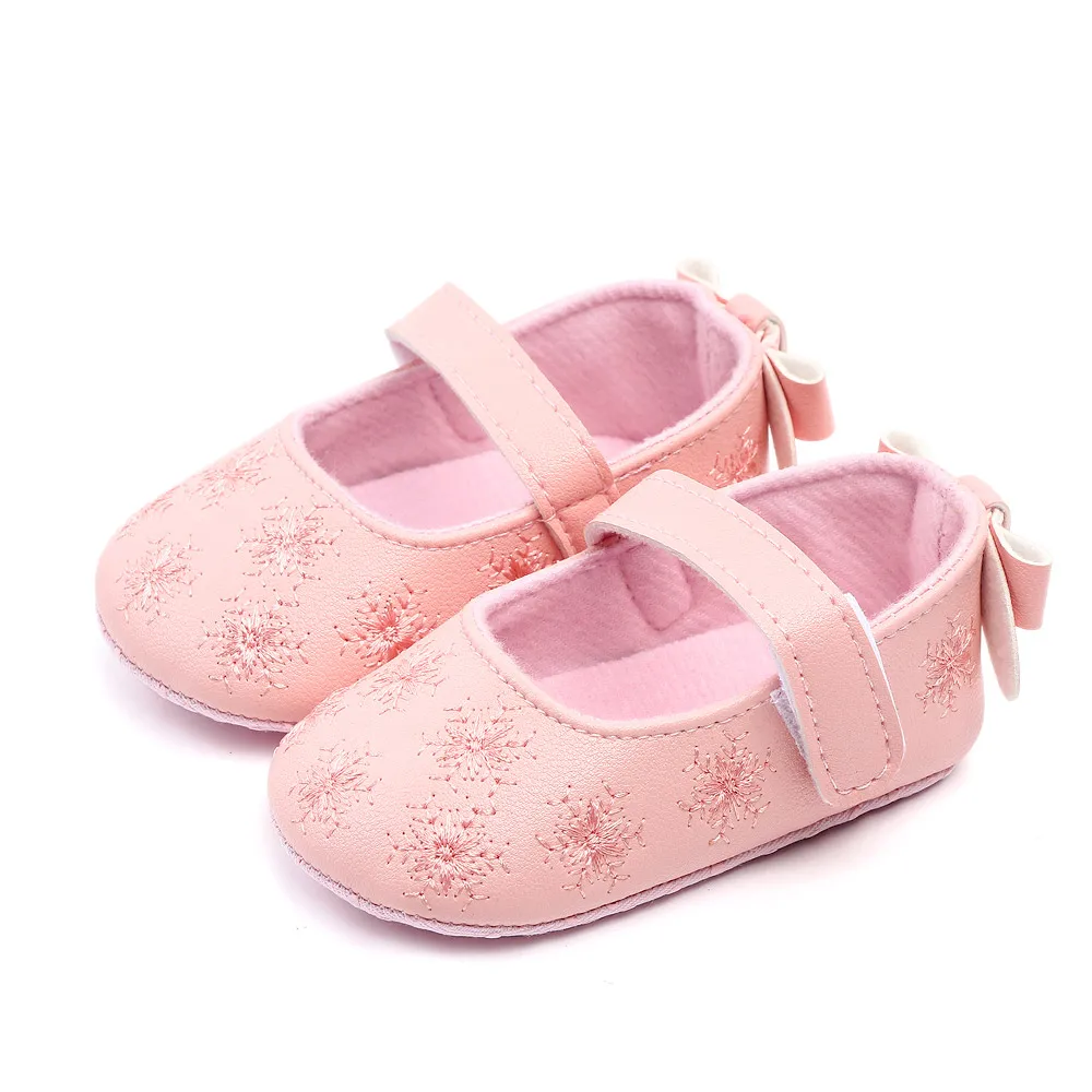 Bow decoration heel soft leather fancy baby child girl shoes