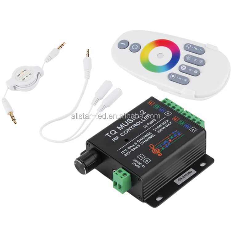 TQ Touch RF Remote Audio Music Controller DC 12V-24V 18A for RGB LED Strip Light 