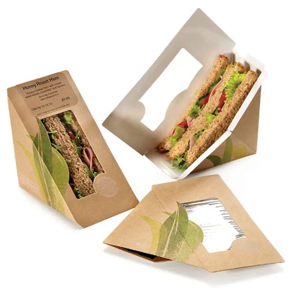Triangle Top Closure Brown Kraft Folding Boxes for Tea Packaging