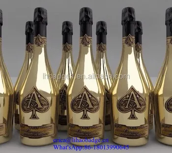 Source Embossed gold pewter metal stickers for Armand De Brignac