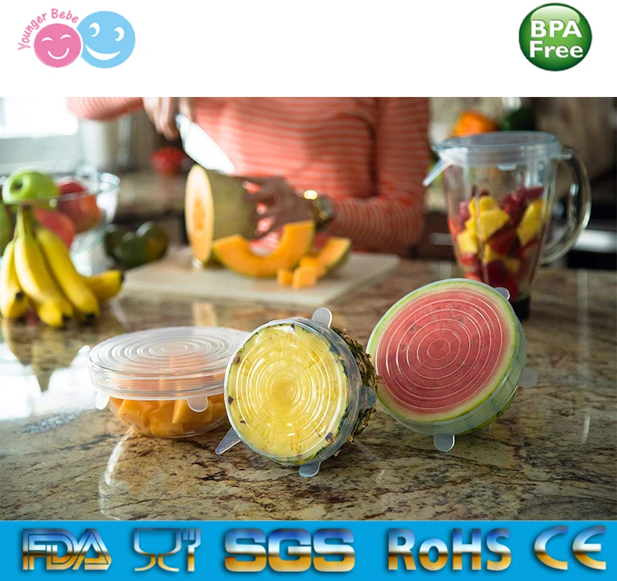 Силиконовые растягивающиеся крышки, многоразовые пищевые герметичные крышки для контейнеров, чашек, тарелок и кастрюль