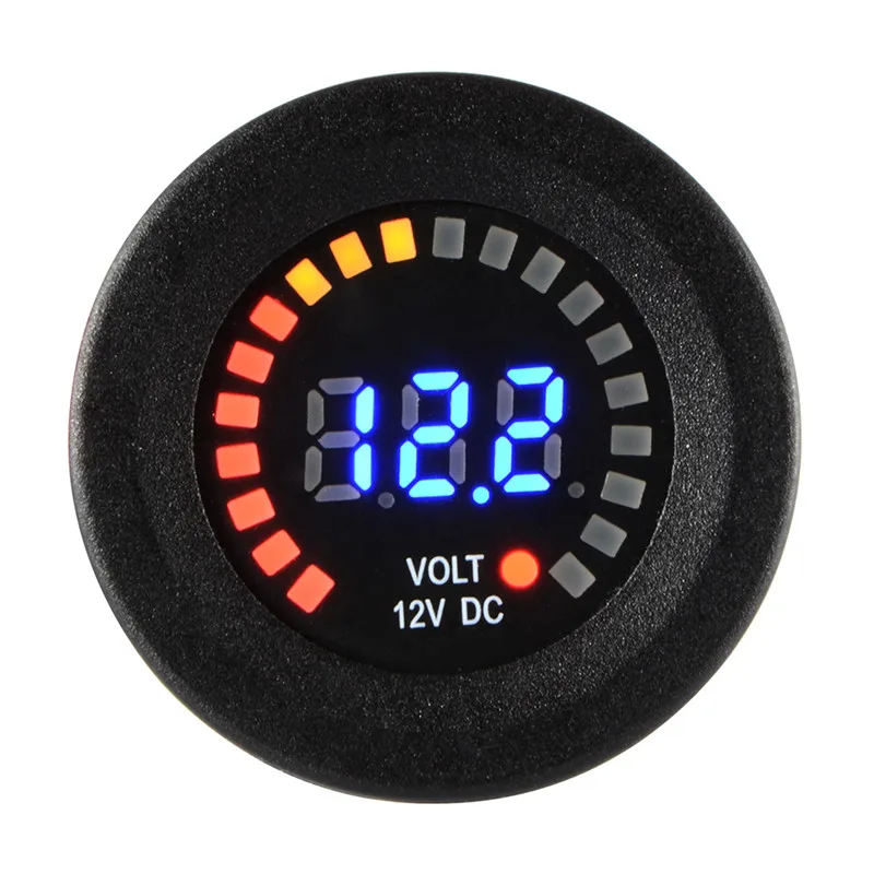 Car Motorcycle DC Digital Display Voltmeter 12V-24V Waterproof Meter Blue LED 