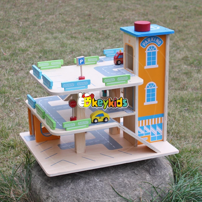 2017 Wholesale Toddlers Wooden Toy Car Parking Garage New Design Kids