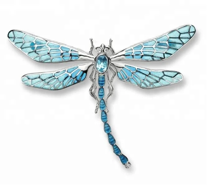 Customized Silver Enamel Dragonfly Brooch Pin AIU