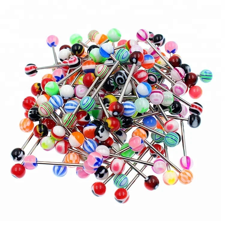 Fashion Acrylic Bead Barbell Tongue Piercing Ring| Alibaba.com