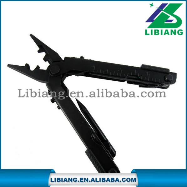 Wholesale black stainless steel  portable multifunction folding  plier with opener knife cutter  screwdriver