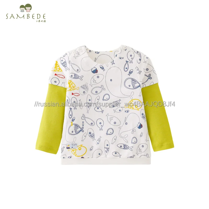 
 Sambede 2017 2 из 2 предметов футболка с круглым вырезом и длинными рукавами с рисунком рыбок SM7Q30520  