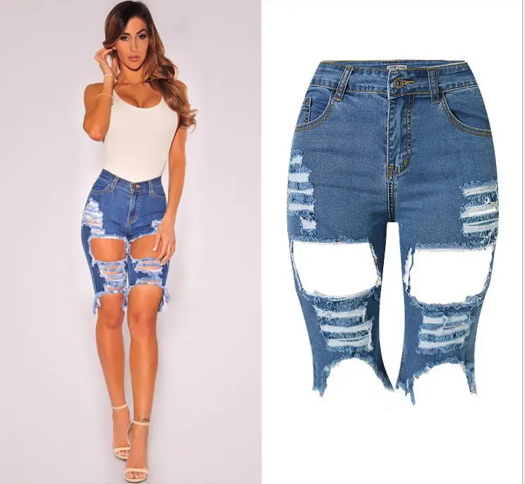 Compra hasta la rodilla pantalones cortos de jean online