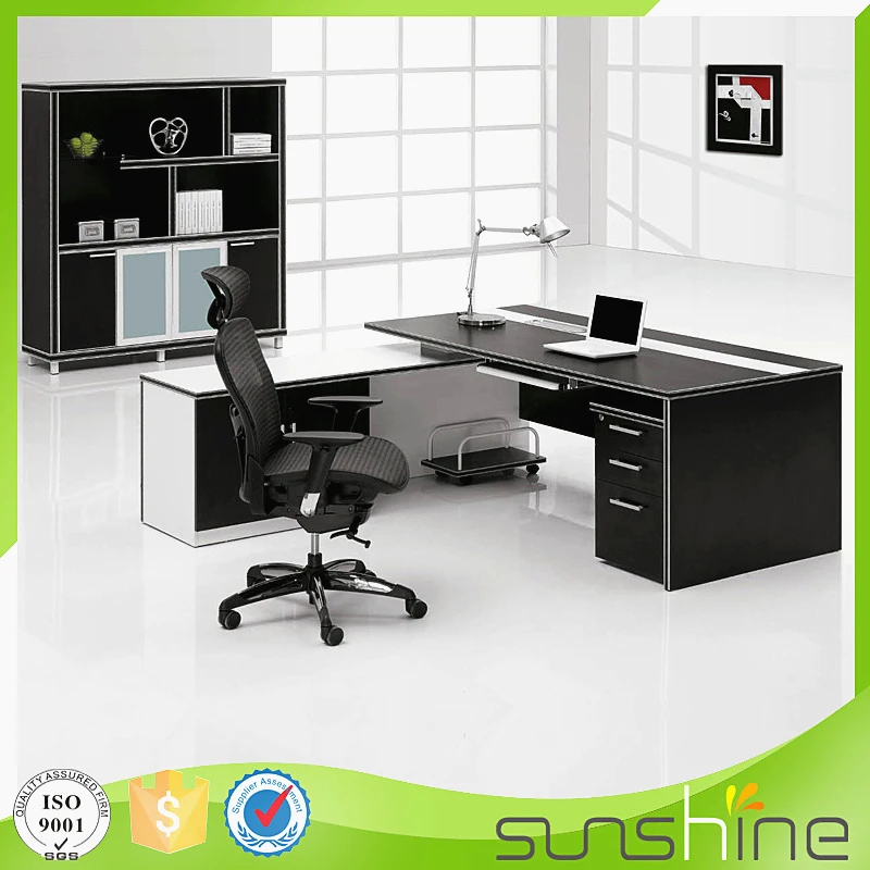 Commercial office desk side table black director desk with strong storage
