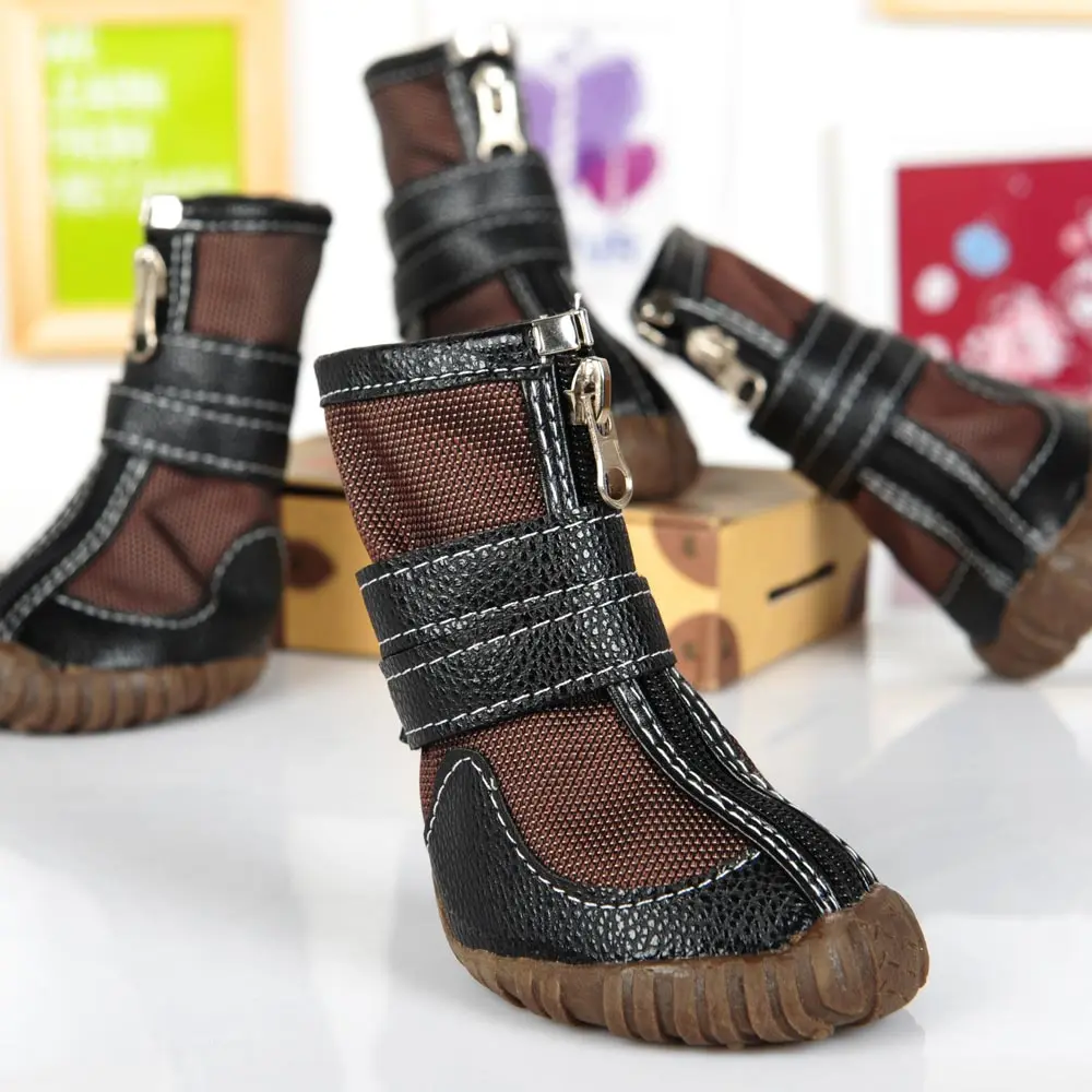 2016 New Large dog leather slip waterproof snow boots