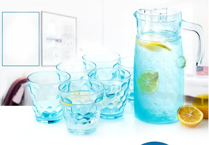 Buy Nirgun Empax Water and Juice Glasses Set of 6 and Jug Set Combo,(6  Pieces Glasses 180 ML and 1 Water Juice Jug 1.8 Liter) Water Glass and Jug  Set for Dining