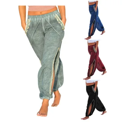 wide leg split harem pants