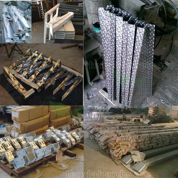 Mono Escalera Stringer Con Escalón De Madera Y Barandillas De Alambre