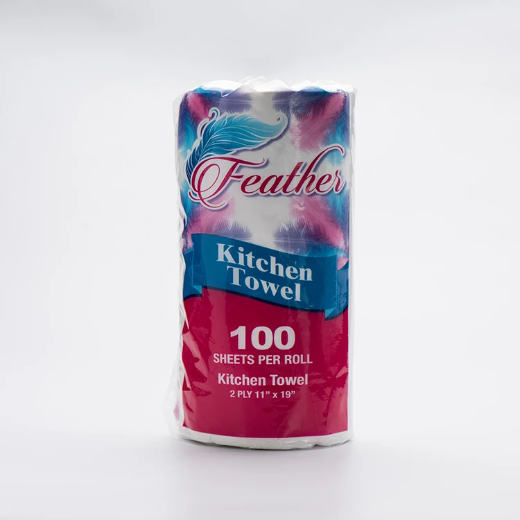 100% натуральная целлюлоза индивидуально обернутое бумажное полотенце сильное водопоглощение тисненая кухонная бумага