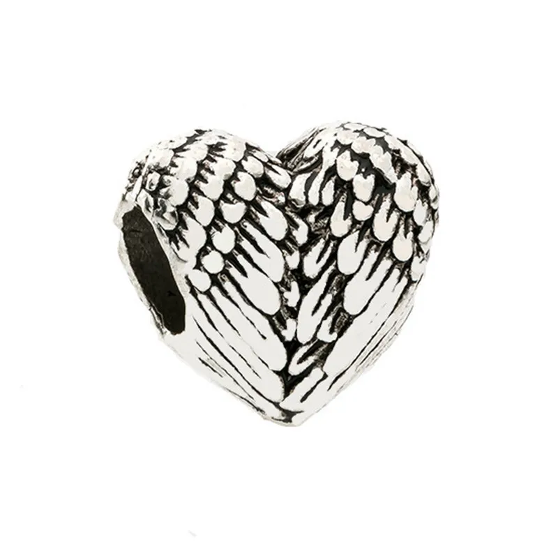 European Silver plated Delicate Angel Wings Heart Charm Beads fit ...