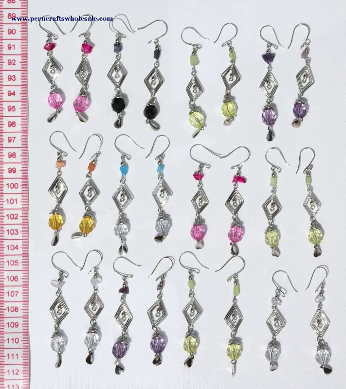 Peruvian Glass Earrings Handmade Alpaca Silver Pick Your Color 1 shipping 
