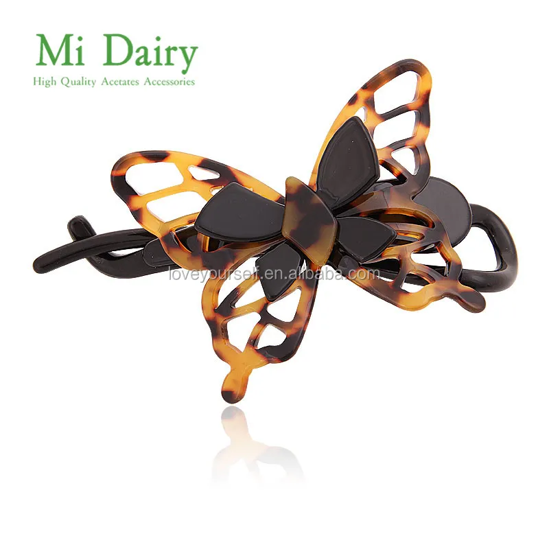 Профессиональные ацетатные зажимы для волос фиолетового цвета с бабочкой для женщин и девочек