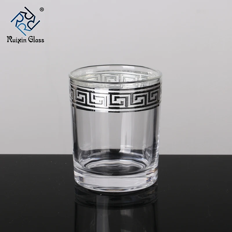 Customized Pattern Silver Gold Rimmed Wine Glass Cups for Drinking Water Whiskey