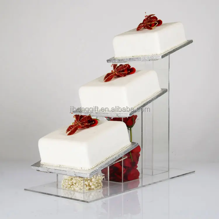 3 camada titular do bolo transparente quadrado acrílico macaron torre  cupcake suporte fondant casamento festa de aniversário bolo decoração  ferramentas - AliExpress