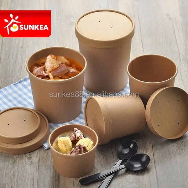 Paper Soup Bowl with Lid - Buy Paper Soup Bowl, disaposable soup container,  chinese soup bowls Product on Food Packaging - Shanghai SUNKEA Packaging  Co., Ltd.