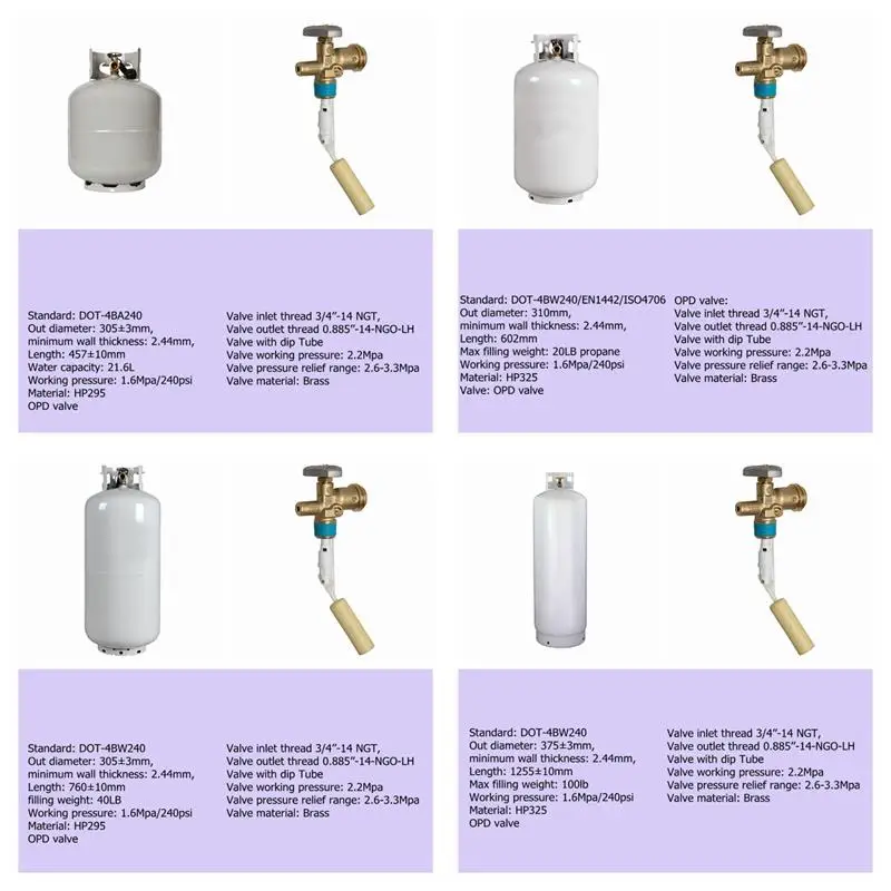 Good Quality DOT4BW Standard 100lb Empty Propane Gas tank DOT 45kg Steel lpg Cylinder with POL Valve for Sale