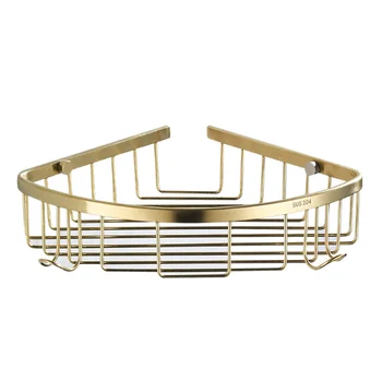 Shower Metal Corner Shelf Wall Mounted Bathroom Shelf Brushed Gold ...