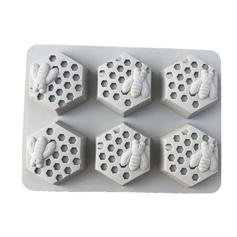 6 Cavities 3d Bee Honeycomb Soap Molds Hexagon Silicone Molds