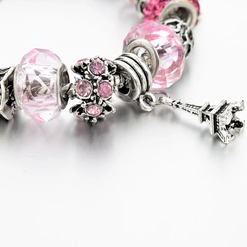 pretty in pink european charm bracelet-small