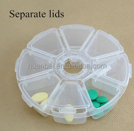 10cm Round 8 in 1 DIY Coils Box Plastic Storage Box With 8 Compartments