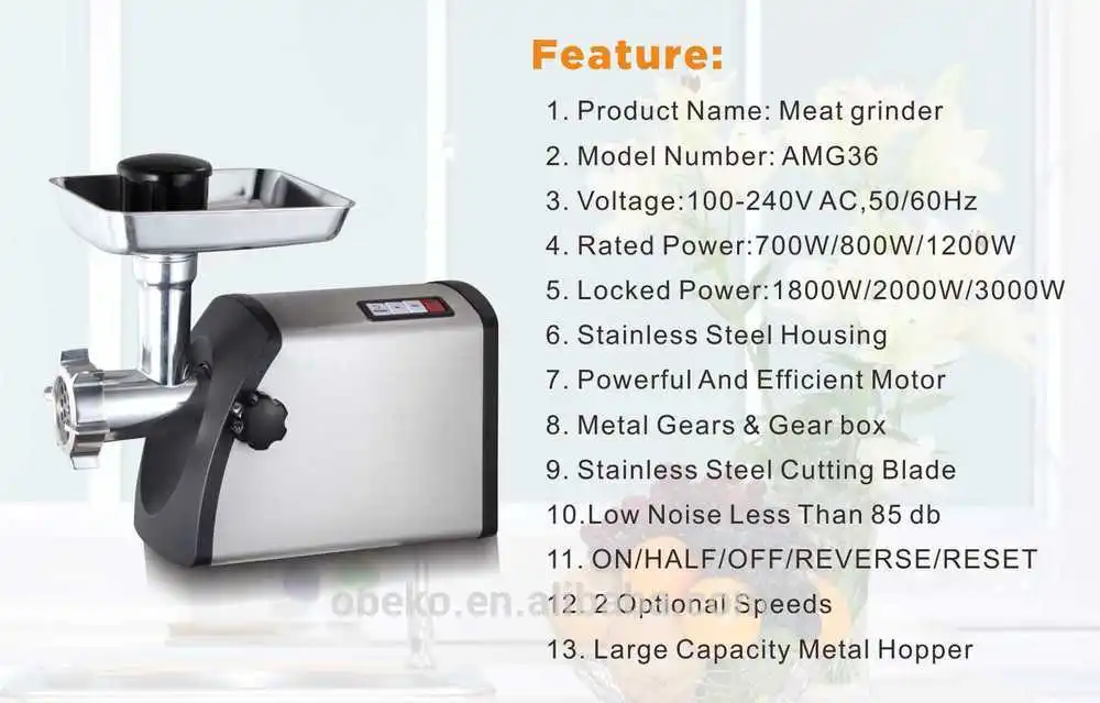 Powerful 3000w Meat Grinder Amg36 Metal Gear Box & Gears Stainless Steel Housing Buy Meat