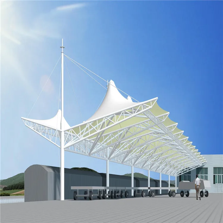 Tensile Membrane Shade Steel Structure Car Parking Shed Roof Design