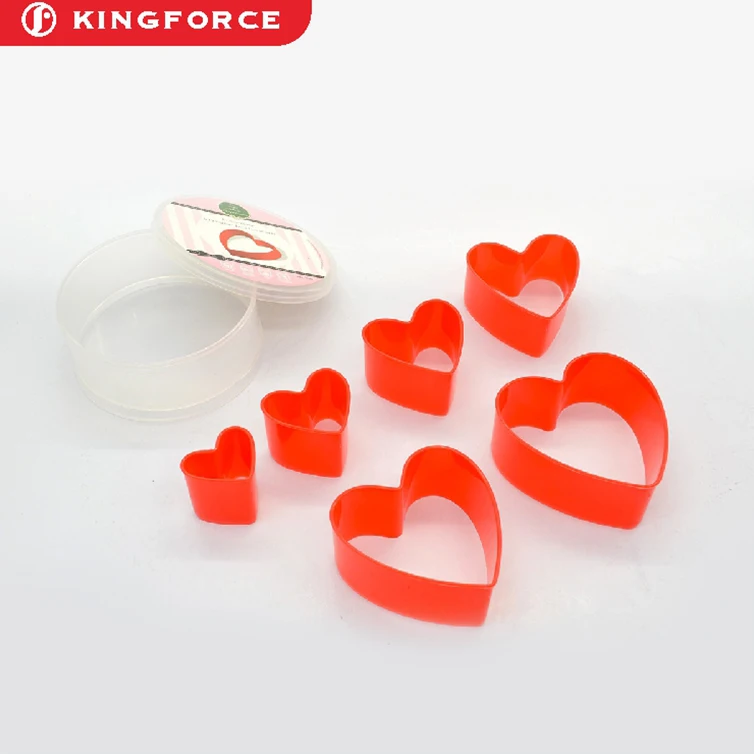 Kingforce оптовая продажа, пластиковые формы для выпечки в форме сердца, пищевые формы для украшения тортов
