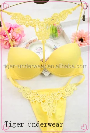 Yellow Sexy Camisole & Panty Set/Cotton Lady Braces & Briefs Set (77047) -  China Sexy Lingerie and Lingerie Sexy price
