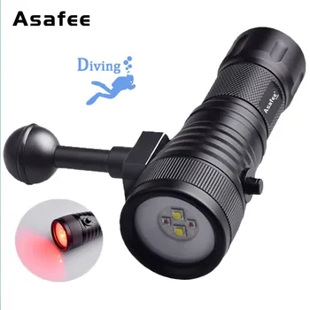 wide angle diving torch for underwater photography flashlight diving with white and red led light