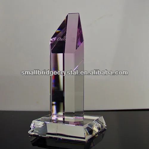 Troféu de cristal gravado em branco personalizado para prêmios de vendas da empresa