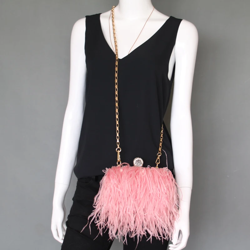 Source Fluffy ostrich feather lady bag fashion party handbag fairy hair  shoulder bag on m.