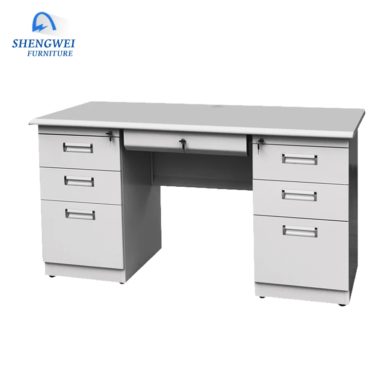 Steel office deals table with drawers