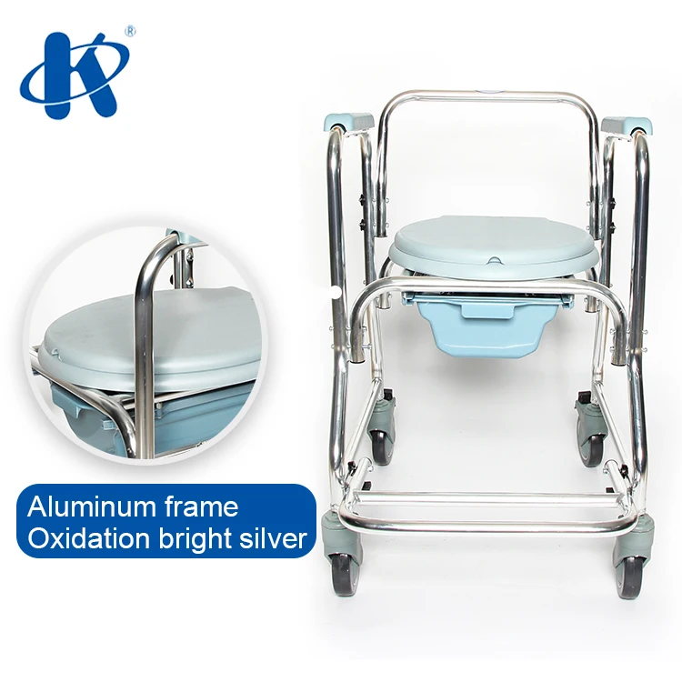 Kaiyang Modern Design KY699L Aluminum Commode Wheelchair With Oxidation Bright Frame