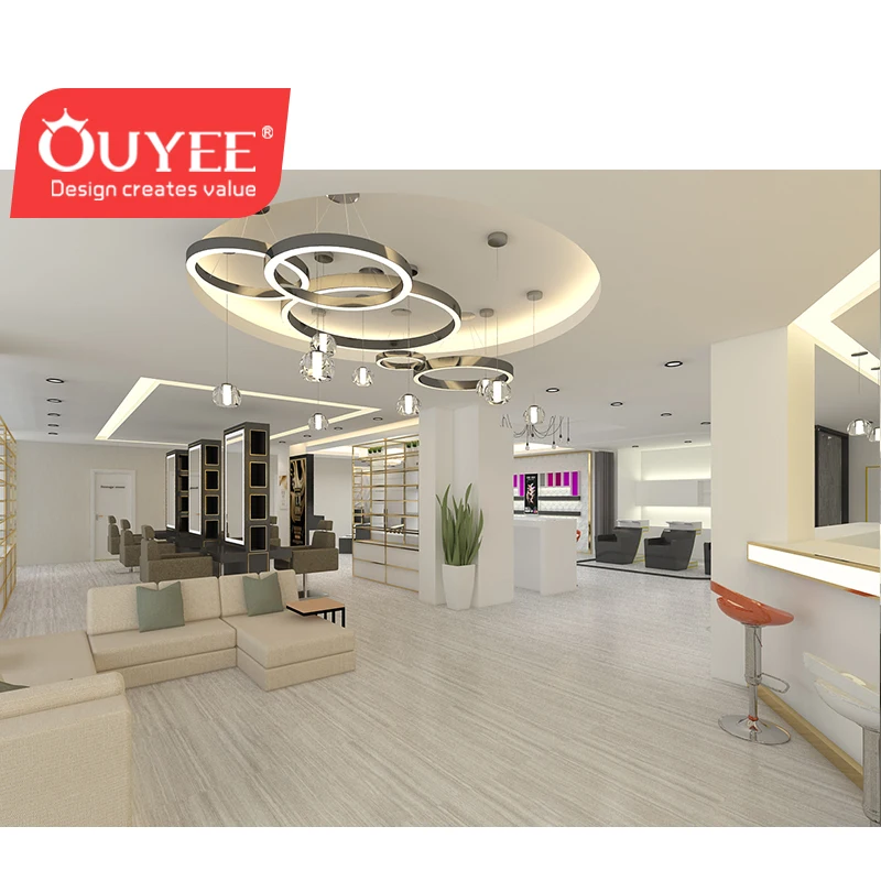 Modern Reception Desk with Display Hair Salon Furniture Design Beauty Salon Display Cabinets