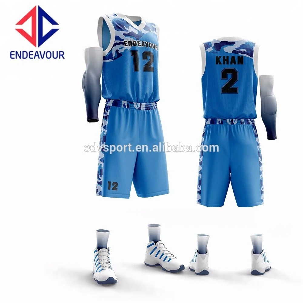 Customized Sublimation Basketball Jersey Design Color Blue