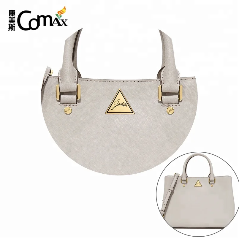 Custom Triangle Shape Golden Metal Name Tag with Black Logo for Bags